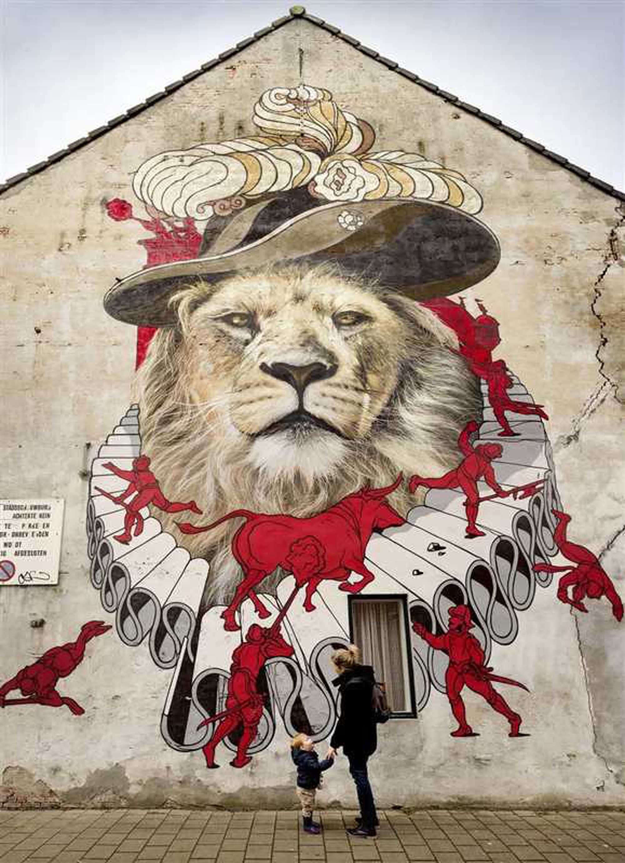 Muurschildering Leeuw - Blind Walls Gallery